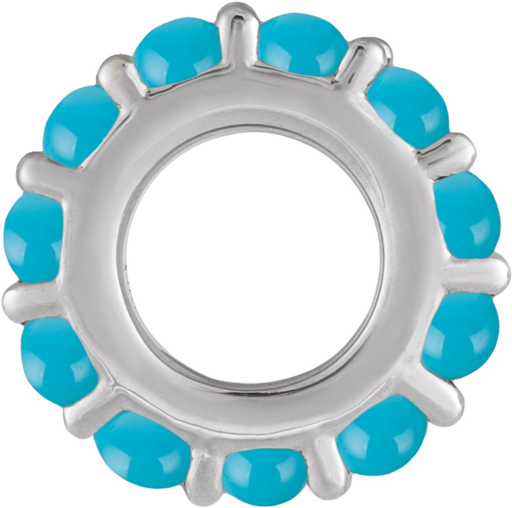 Sterling Silver Natural Turquoise Cabochon Spacer Charm/Pendant