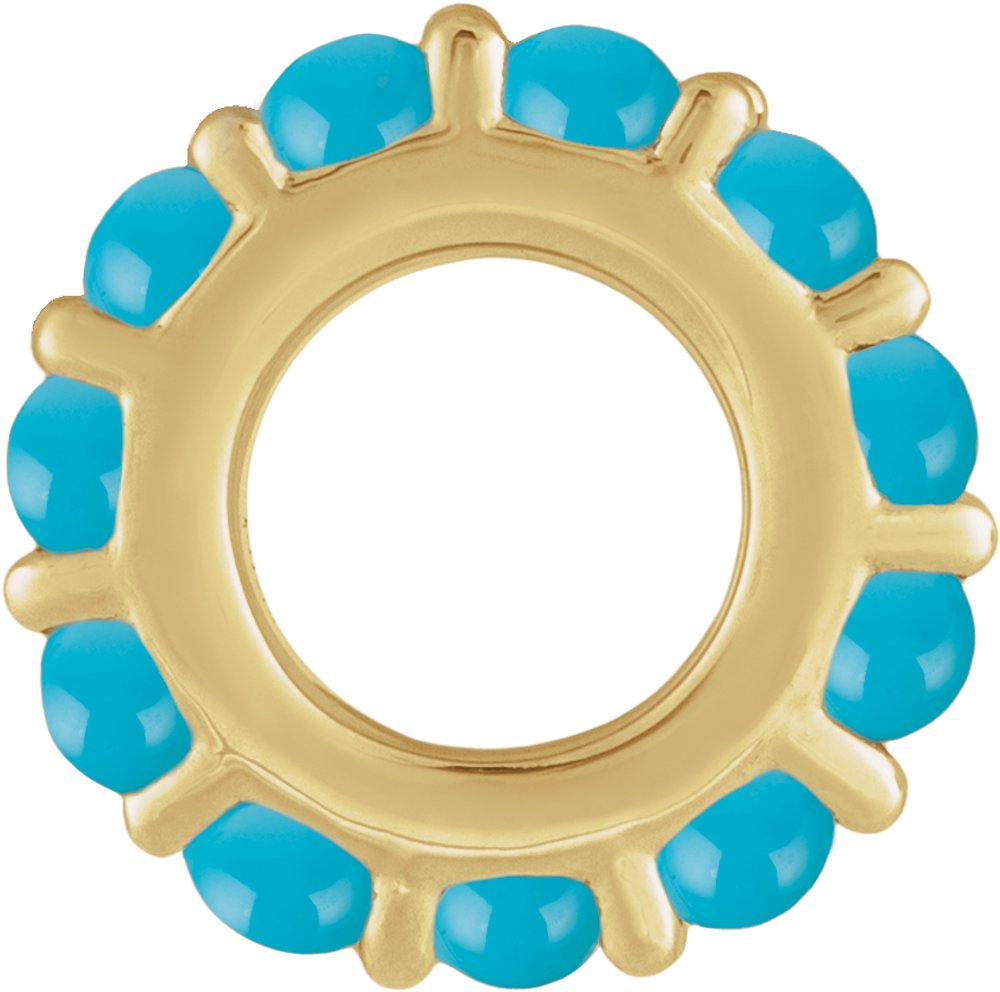 14K Yellow Gold Natural Turquoise Cabochon Spacer Charm/Pendant