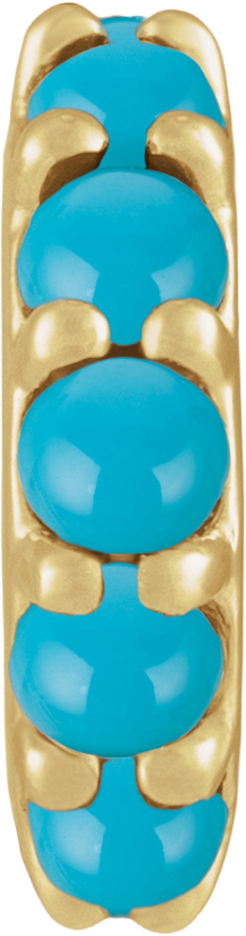 14K Yellow Gold Natural Turquoise Cabochon Spacer Charm/Pendant