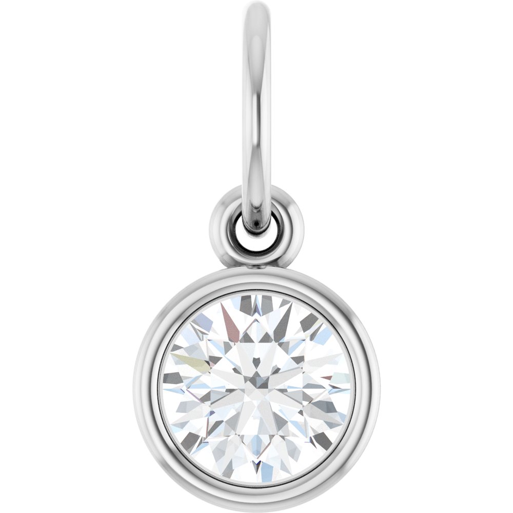 14K White Gold 1/2 CT Lab-Grown Diamond Charm/Pendant