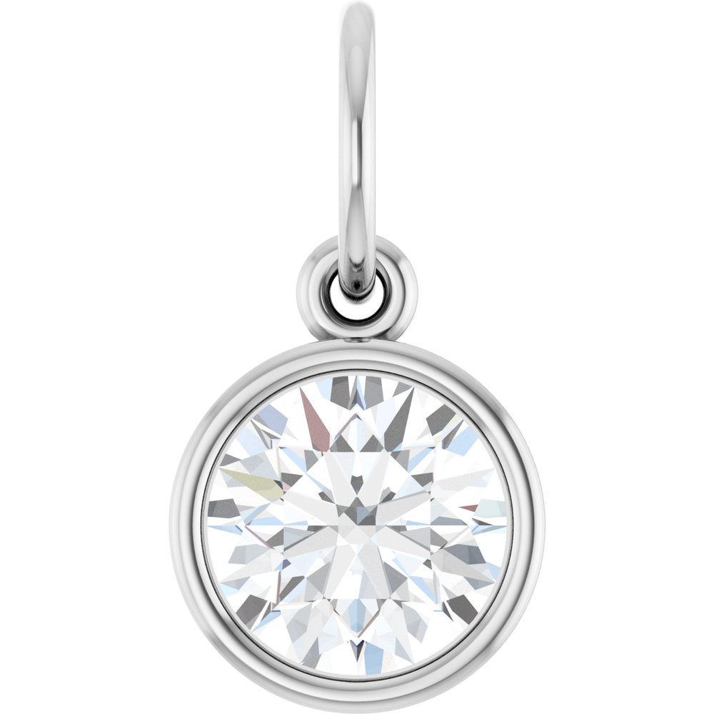 14K White Gold 1 CT Lab-Grown Diamond Charm/Pendant