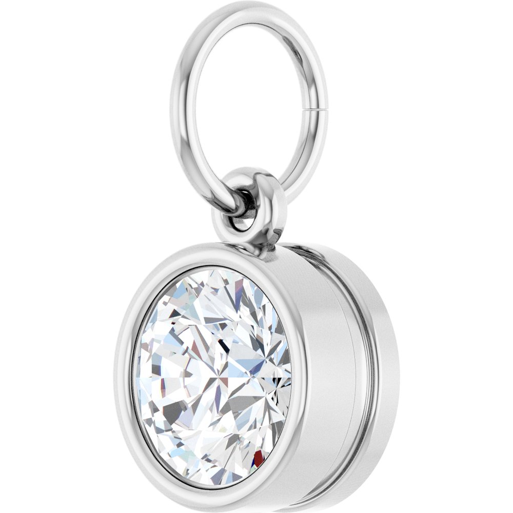 14K White Gold 1 CT Lab-Grown Diamond Charm/Pendant