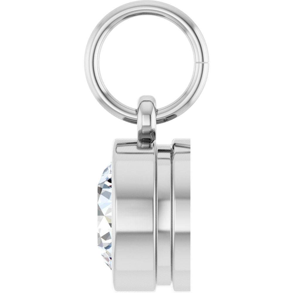 14K White Gold 1 CT Lab-Grown Diamond Charm/Pendant