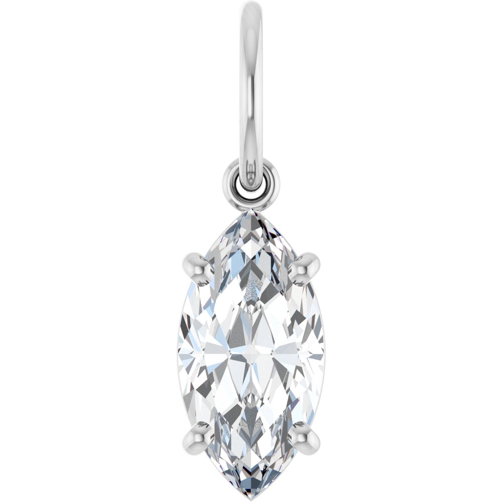 14K White Gold 1 CT Lab-Grown Diamond Charm/Pendant