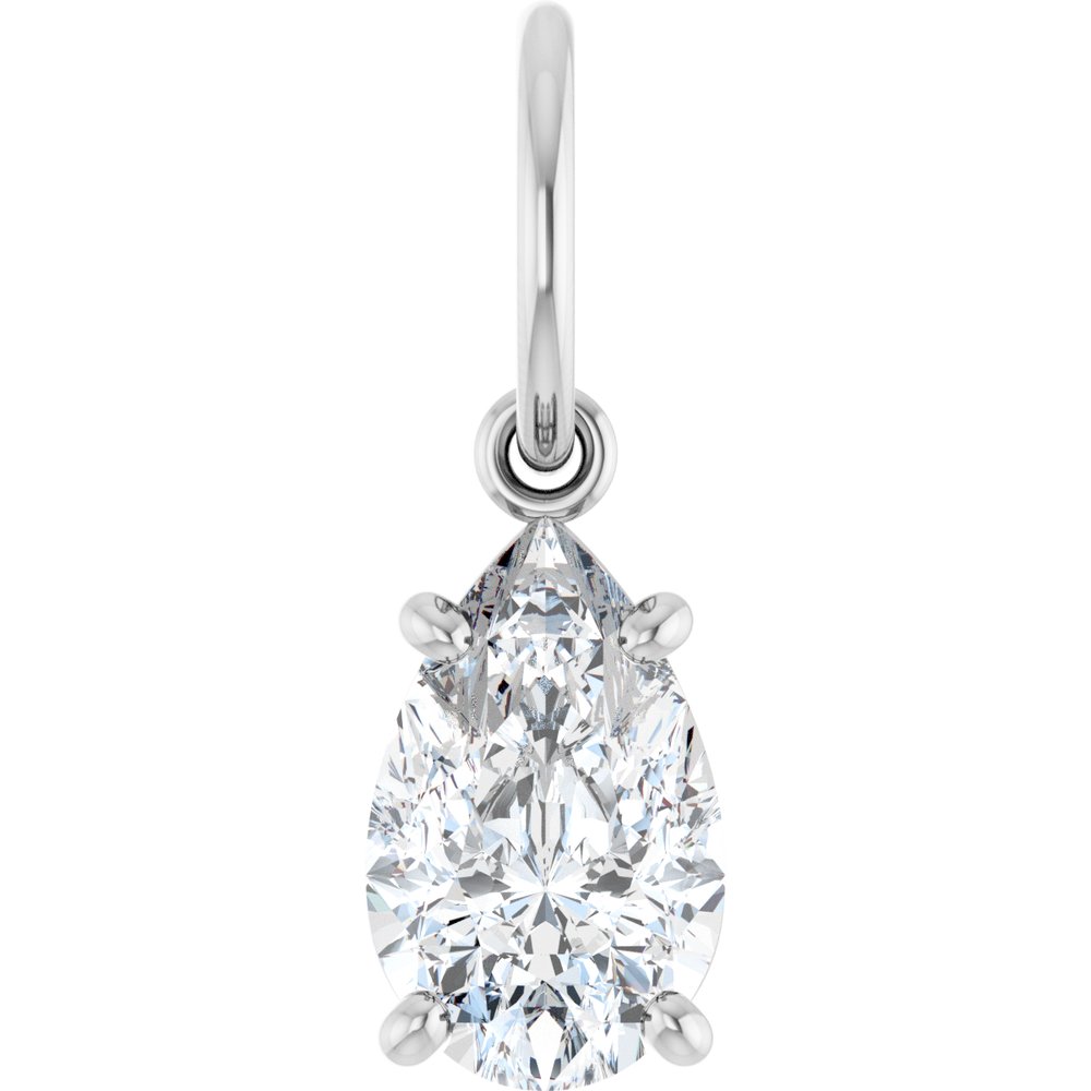 14K White Gold 3/4 CT Lab-Grown Diamond Charm/Pendant