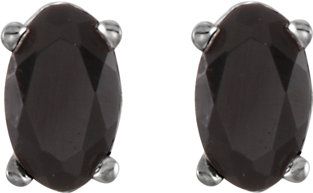 14K White Gold Natural Black Onyx Earrings
