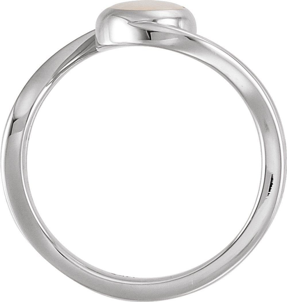 14K White Gold Natural White Opal Cabochon Ring