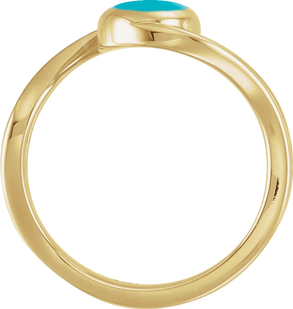 14K Yellow Gold Natural Turquoise Cabochon Ring