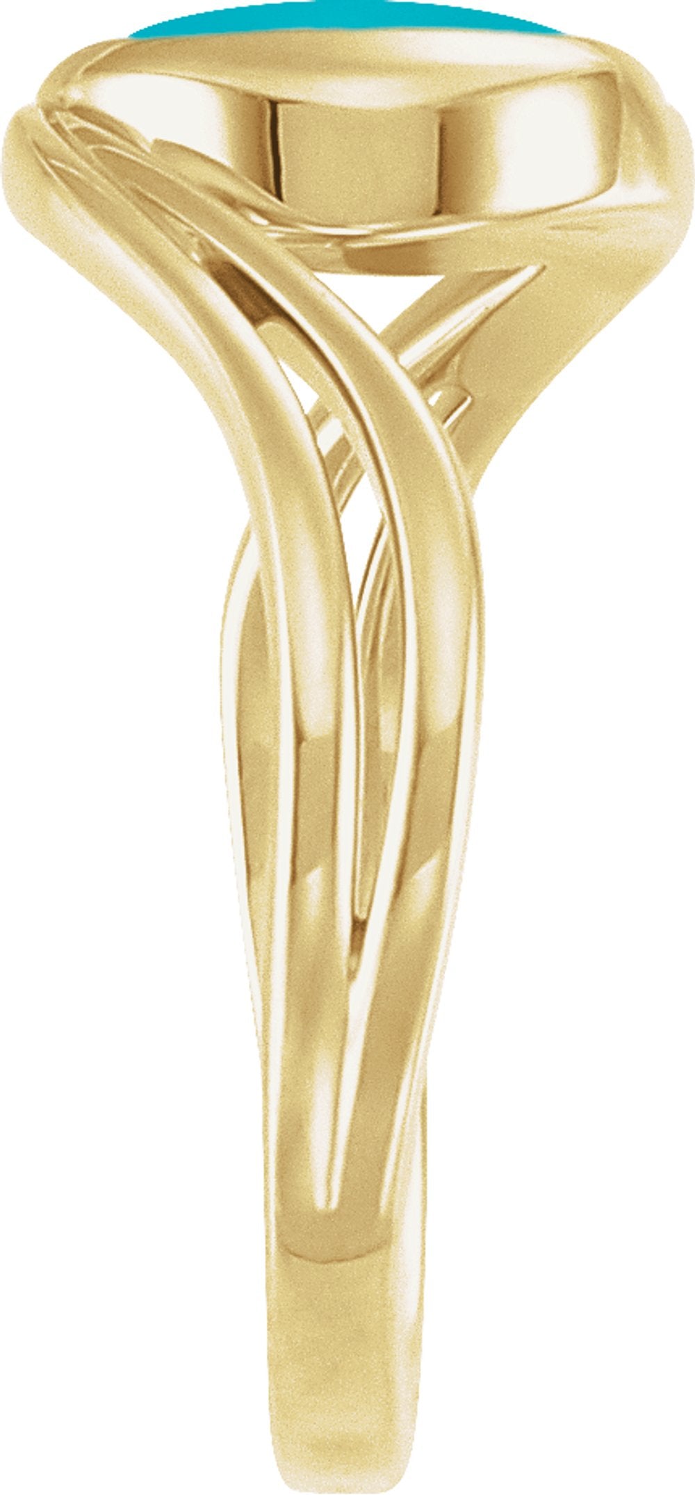 14K Yellow Gold Natural Turquoise Cabochon Ring