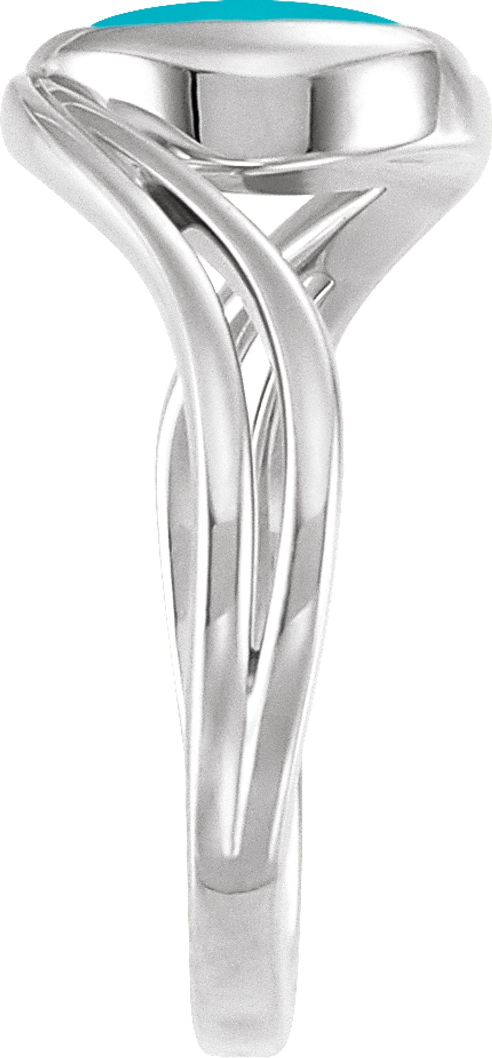 14K White Gold Natural Turquoise Cabochon Ring