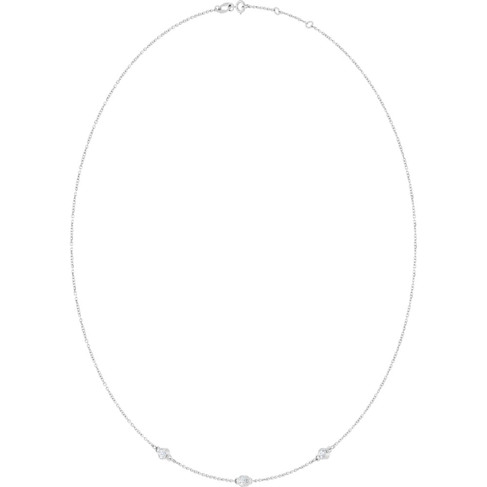 10K White Gold 1/3 CTW Lab-Grown Diamond 3-Station 16-18" Necklace