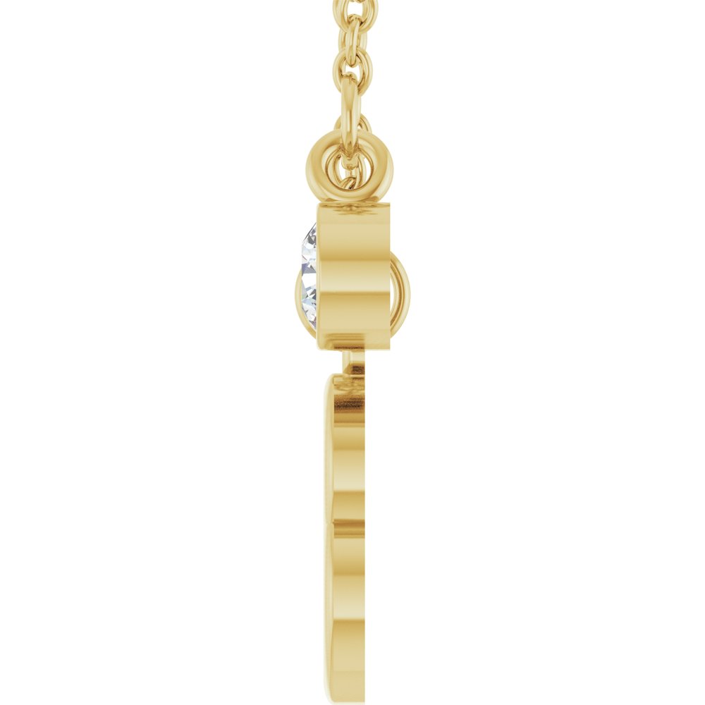 14K Yellow Gold Initial B 1/10 CT Natural Diamond 16-18" Necklace