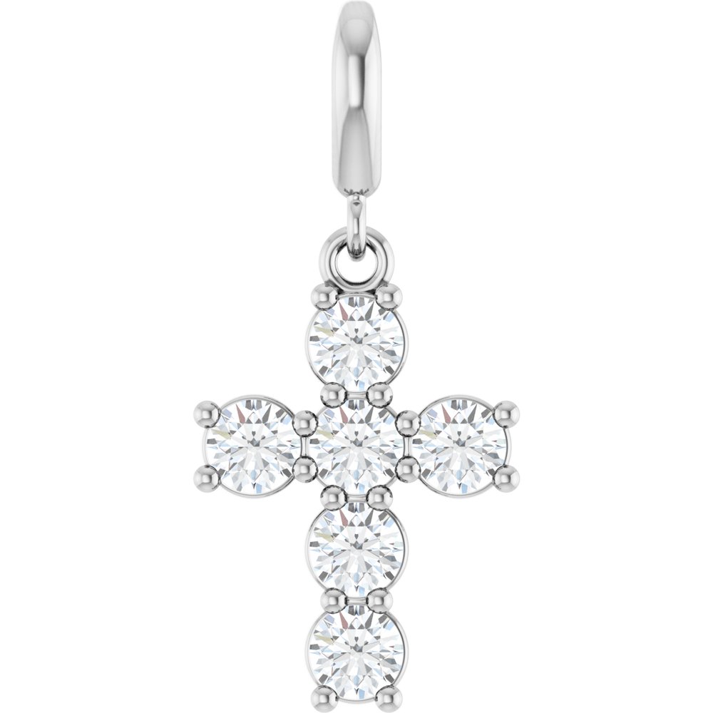 14K White Gold 3/4 CTW Lab-Grown Diamond Cross Pendant/Charm