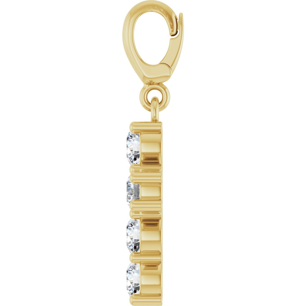 14K Yellow Gold 3/4 CTW Natural Diamond Cross Charm/Pendant