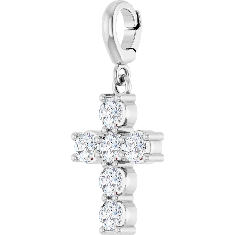 14K White Gold 3/4 CTW Lab-Grown Diamond Cross Pendant/Charm