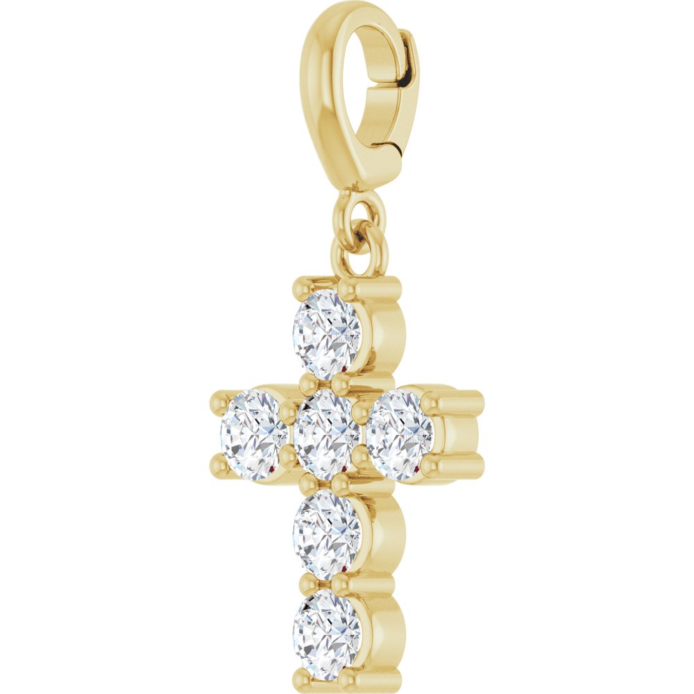 14K Yellow Gold 3/4 CTW Natural Diamond Cross Charm/Pendant