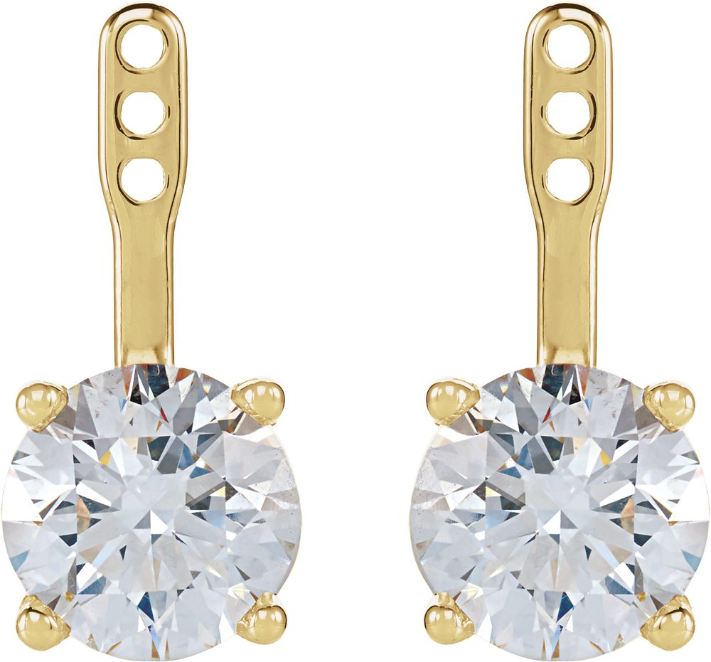14K Yellow Gold 2 CTW Lab-Grown Diamond Solitaire Earring Jackets