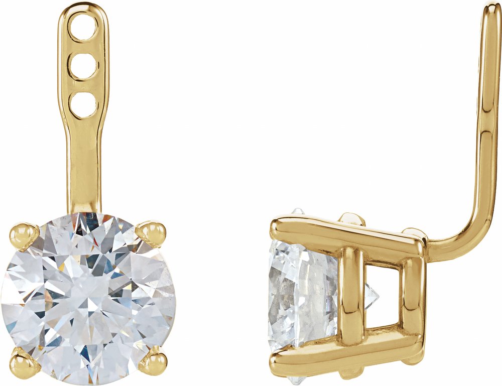 14K Yellow Gold 2 CTW Lab-Grown Diamond Solitaire Earring Jackets