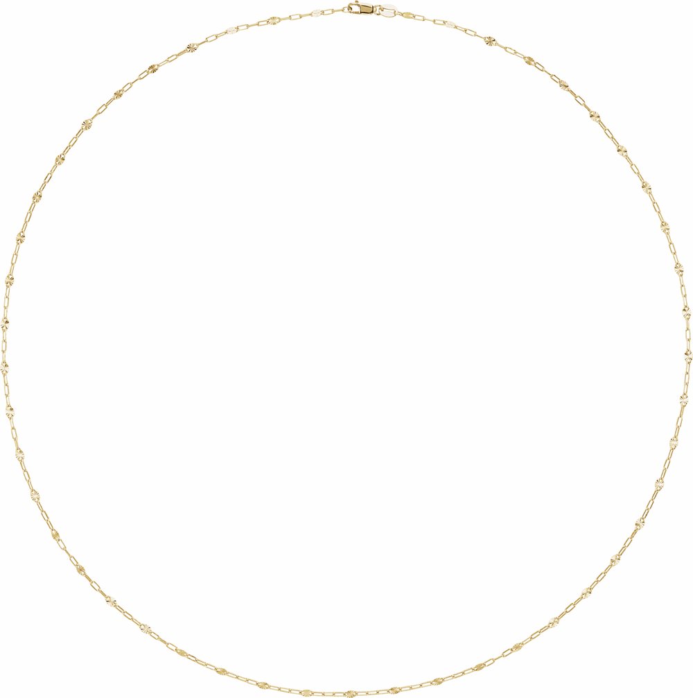 14K Yellow Gold-Filled 2.5 mm Light Paperclip-Style Starburst Mirror 24" Chain