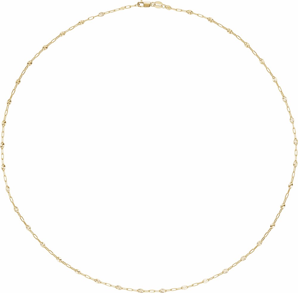 14K Yellow Gold-Filled 2.5 mm Light Paperclip-Style Starburst Mirror 20" Chain