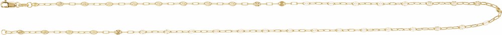 14K Yellow Gold-Filled 2.5 mm Light Paperclip-Style Starburst Mirror 20" Chain