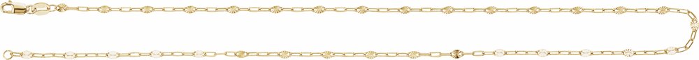 14K Yellow Gold-Filled 2.5 mm Light Paperclip-Style Starburst Mirror 16" Chain