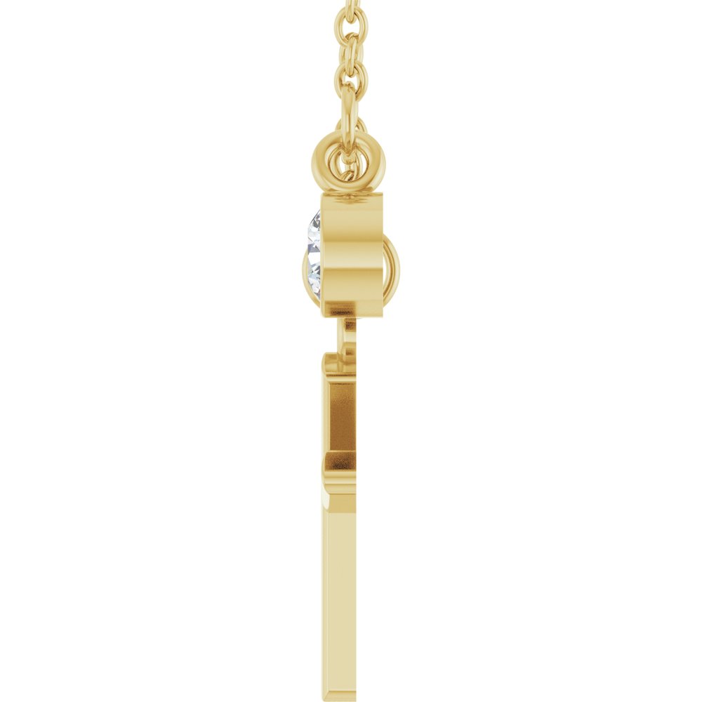 14K Yellow Gold Initial M 1/10 CT Lab-Grown Diamond 16-18" Necklace