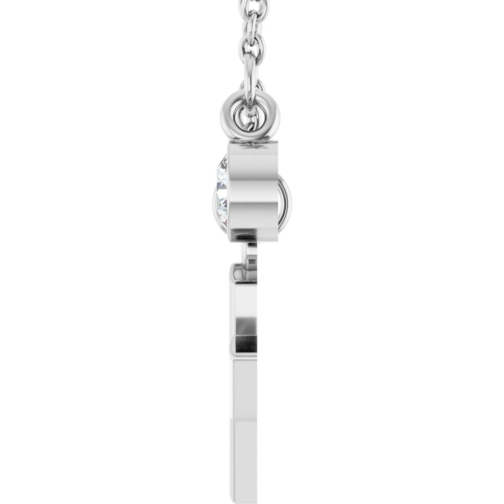 14K White Gold Initial J 1/10 CT Lab-Grown Diamond 16-18" Necklace