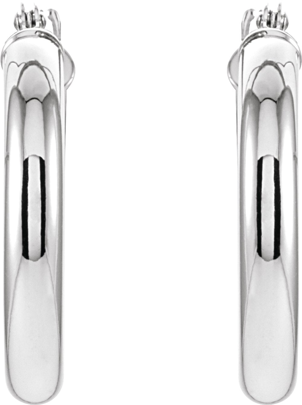 14K White Gold Tube 20 mm Hoop Earrings