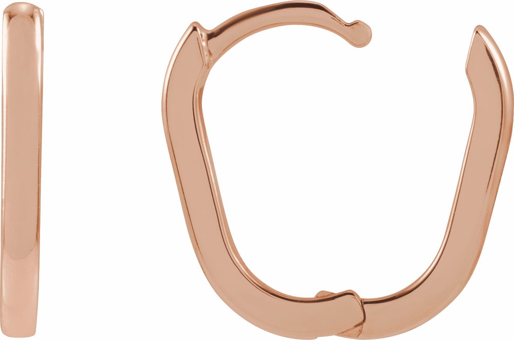 14K Rose Gold Elongated Oval 14 mm Hoop Earrings