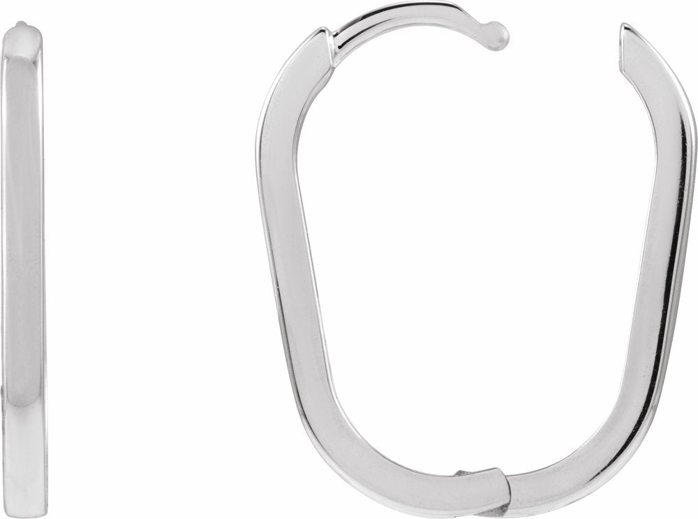 14K White Gold Elongated Oval 20 mm Hoop Earrings