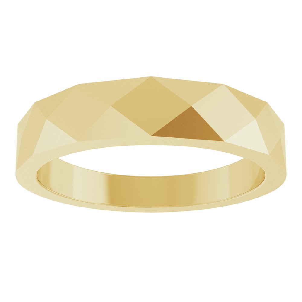 14K Yellow Gold 5 mm Geometric Faceted Band Size 10