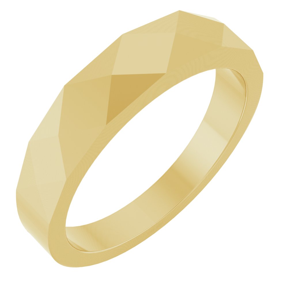 14K Yellow Gold 5 mm Geometric Faceted Band Size 10