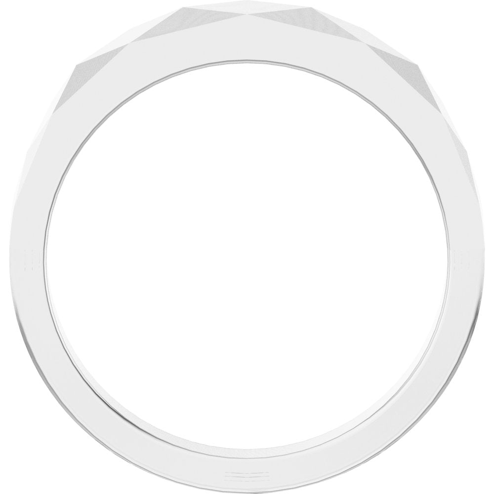 14K White Gold 5 mm Geometric Faceted Band Size 10