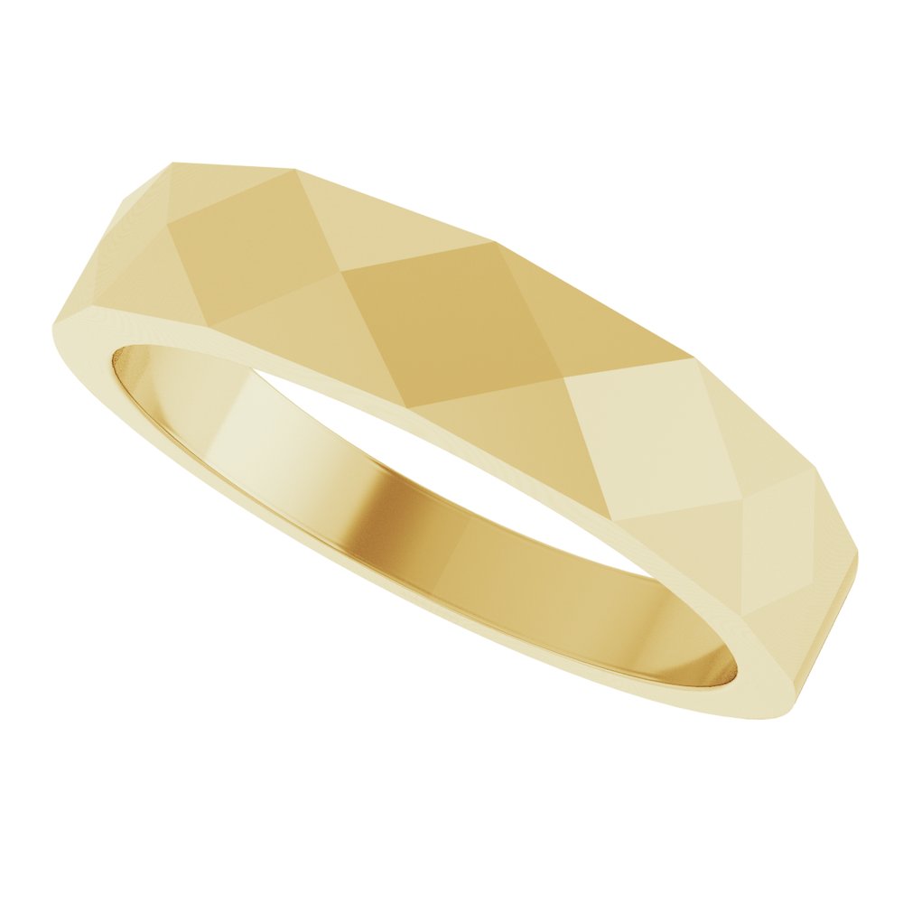 14K Yellow Gold 5 mm Geometric Faceted Band Size 10