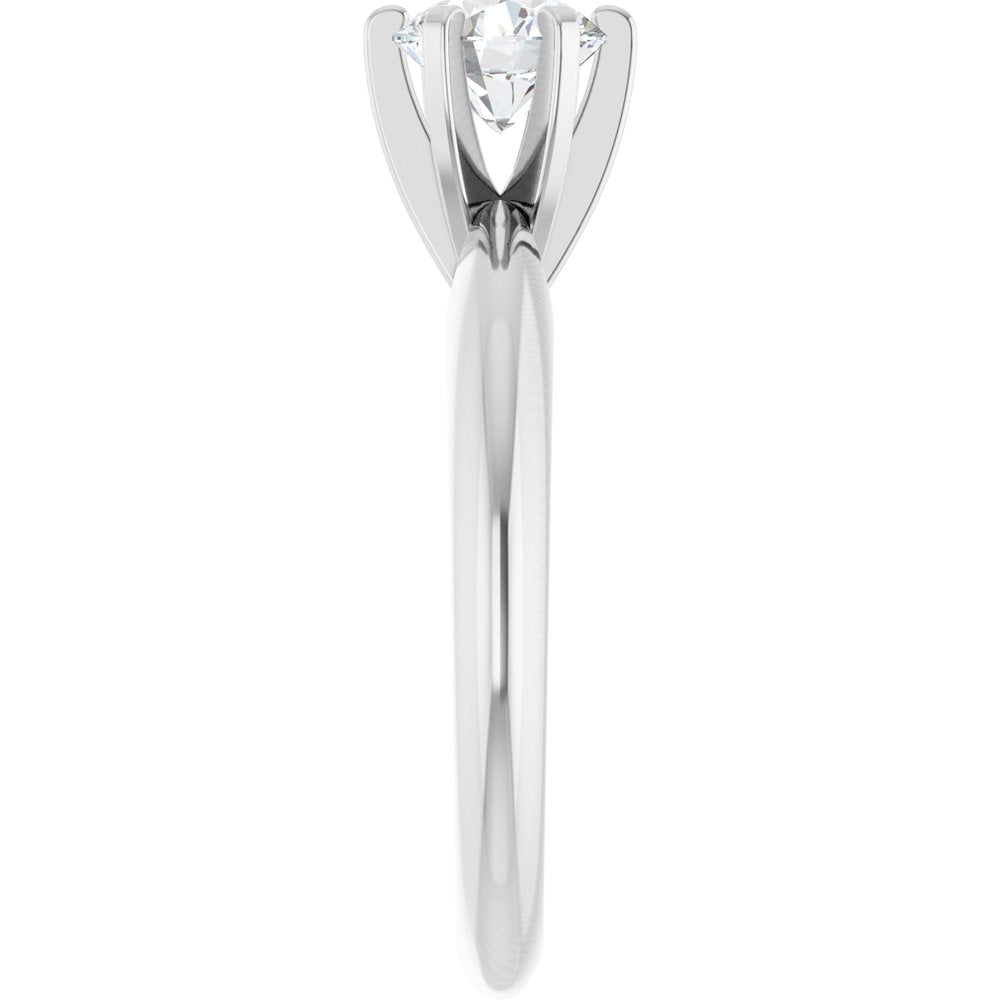 14K White 5.4-5.7 mm Round Heavy 6-Prong Engagement Ring Mounting