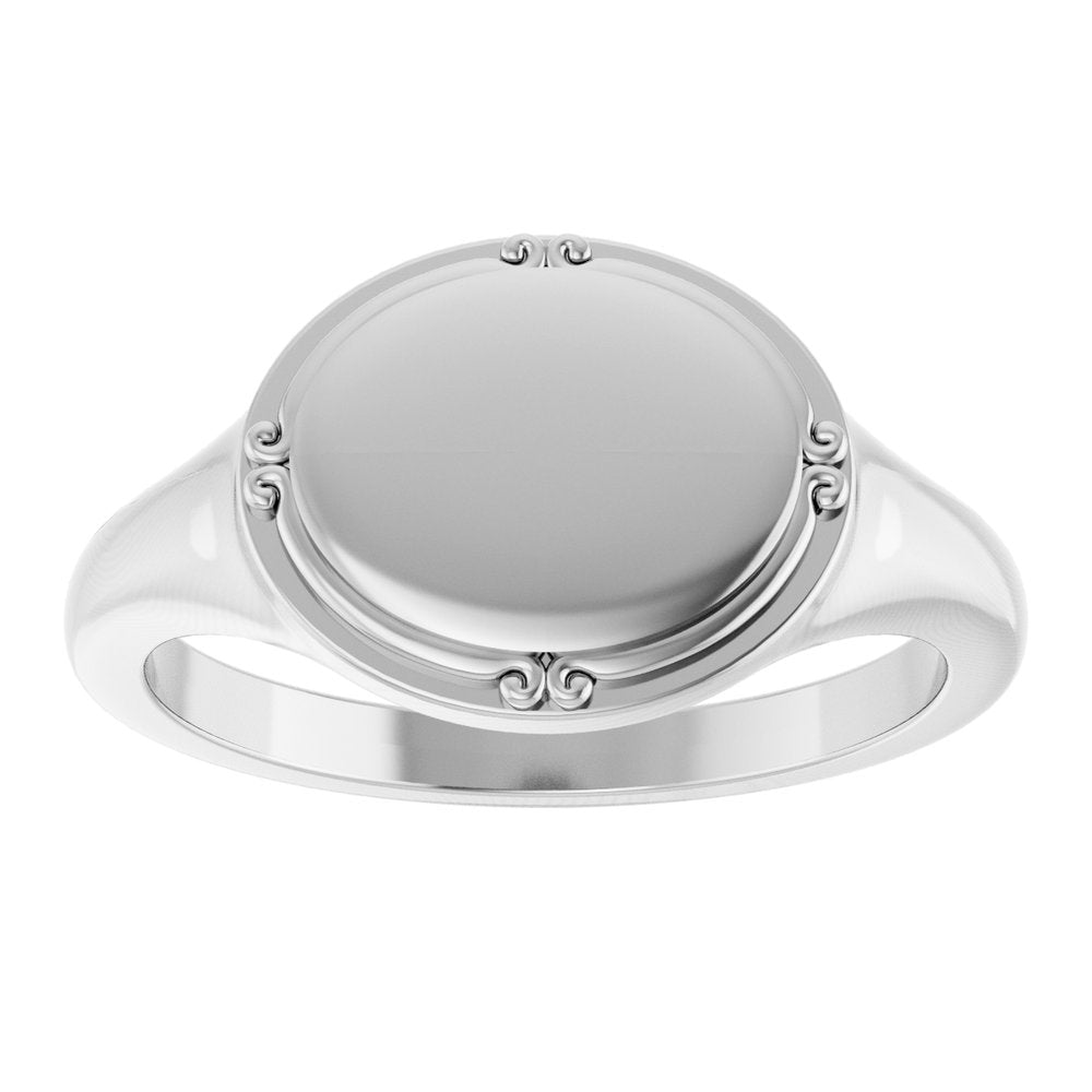 Sterling Silver 10x8 mm Oval Vintage-Inspired Signet Ring