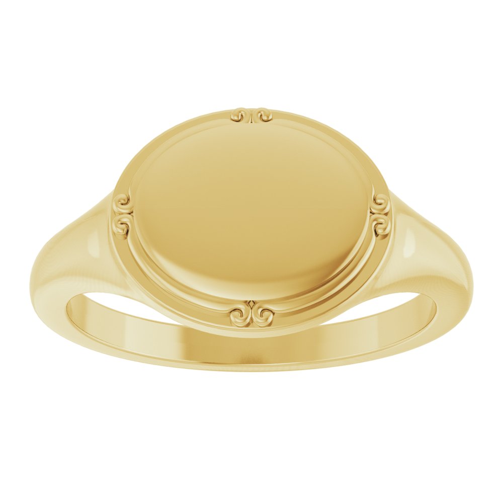 10K Yellow Gold 10x8 mm Oval Vintage-Inspired Signet Ring