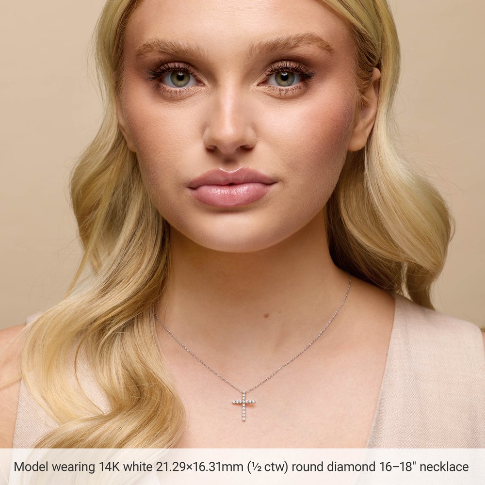 14K Yellow Gold 1/2 CTW Natural Diamond Cross Pendant