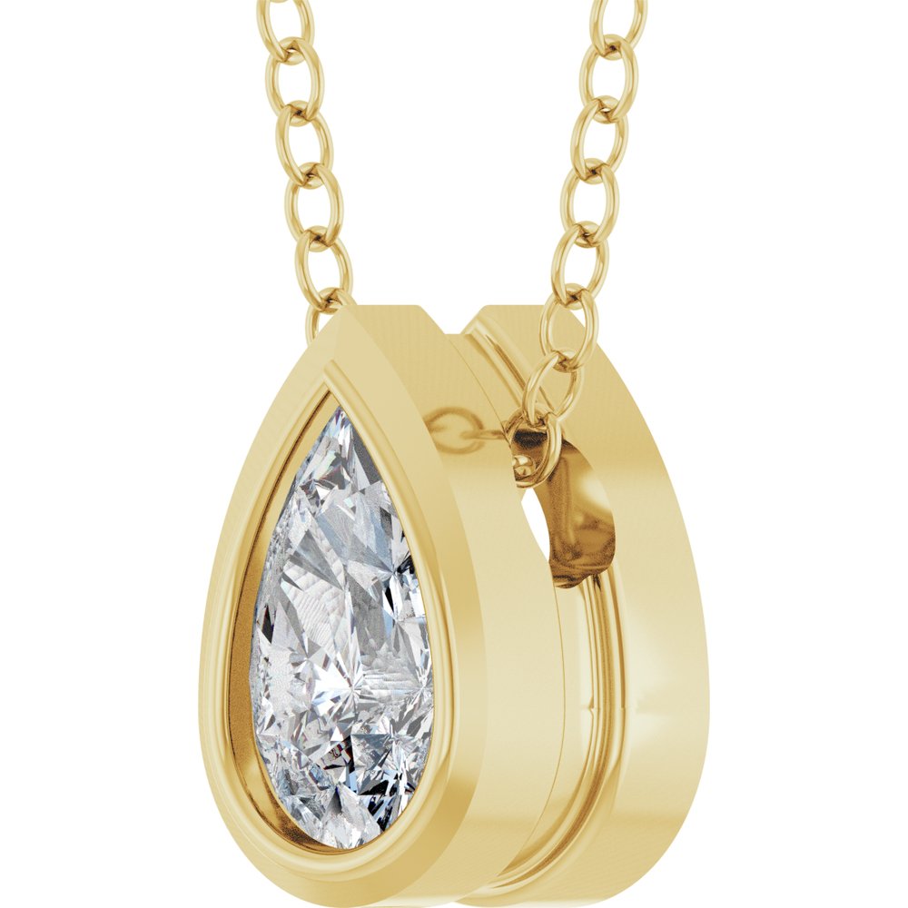 14K Yellow Gold 1/5 CT Lab-Grown Diamond 16-18" Necklace