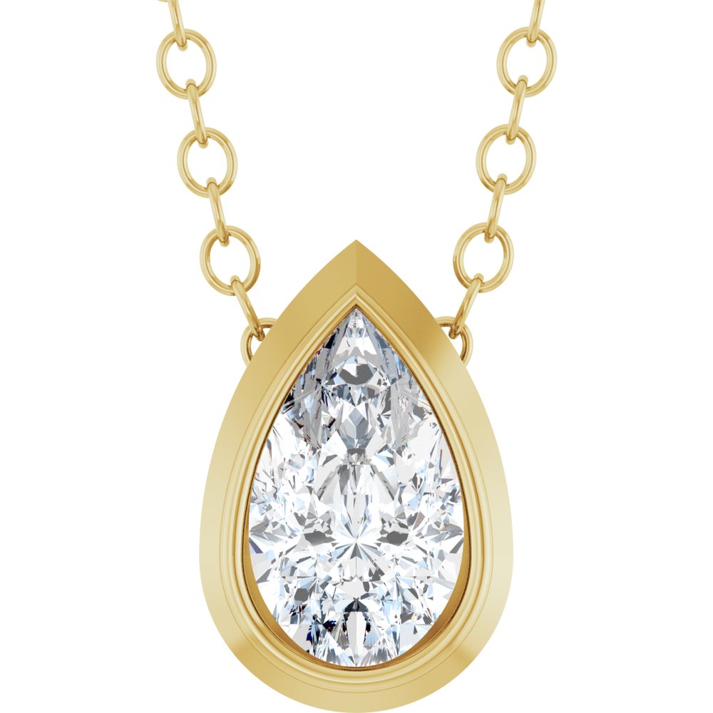14K Yellow Gold 1/5 CT Lab-Grown Diamond 16-18" Necklace