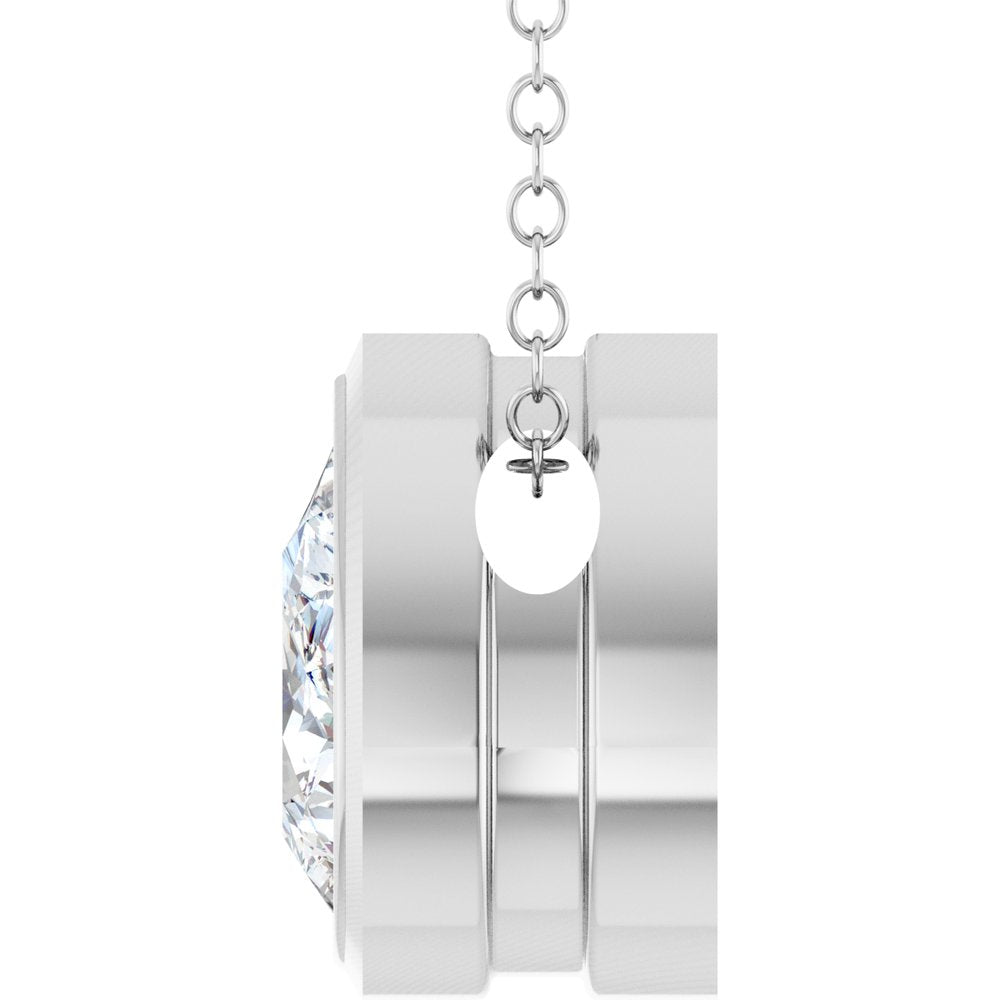 14K White Gold 5/8 CT Lab-Grown Diamond 16-18" Necklace