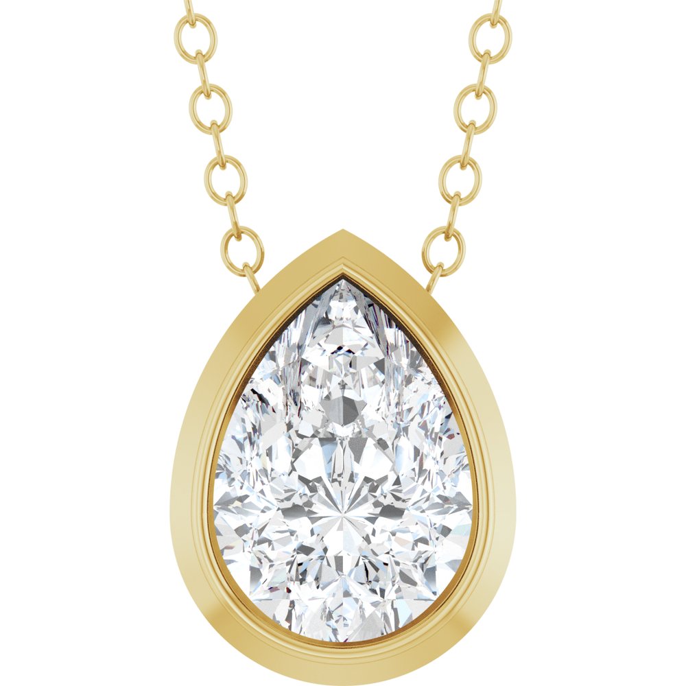 14K White Gold 1/2 CT Lab-Grown Diamond 16-18" Necklace