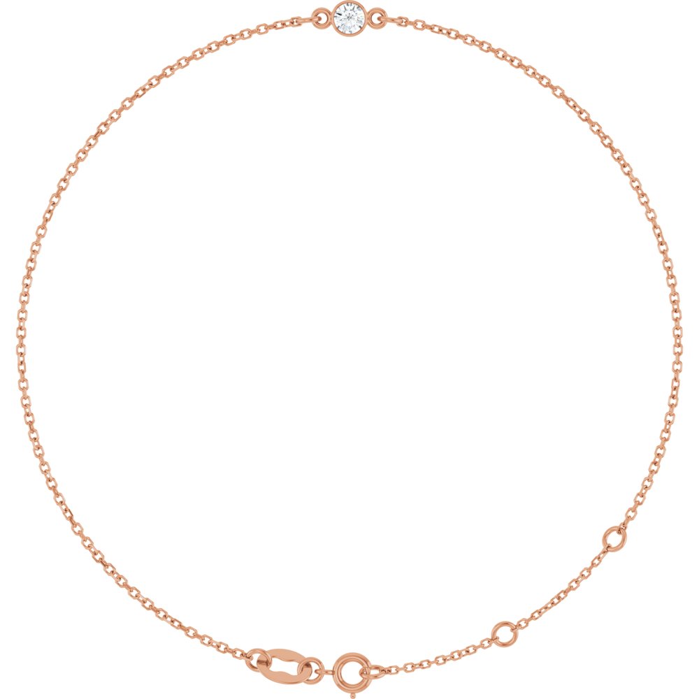 14K Rose Gold 1/10 CT Natural Diamond 6 1/2-7 1/2" Bracelet