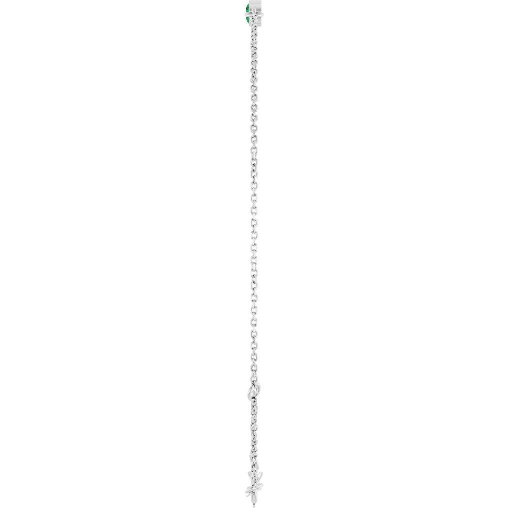 14K White Gold Lab-Grown Emerald Bezel-Set Solitaire 6 1/2-7 1/2" Bracelet