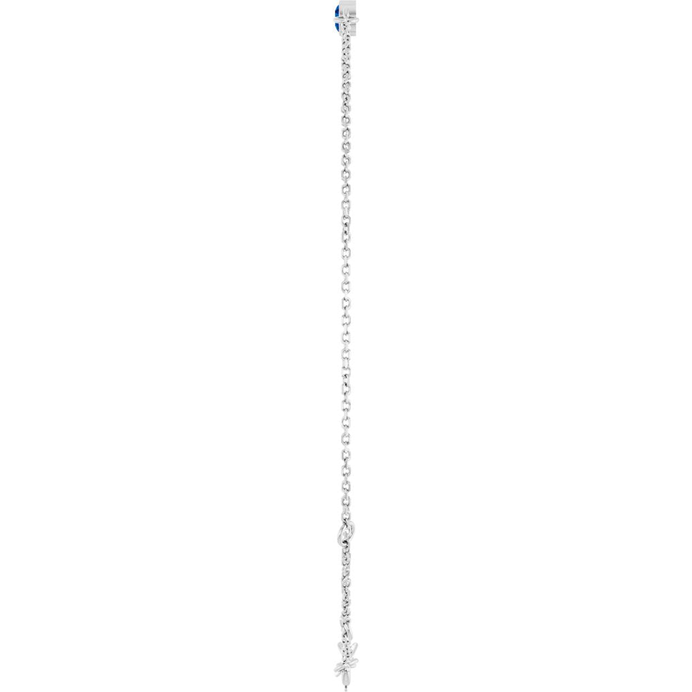Sterling Silver Lab-Grown Blue Sapphire Bezel-Set Solitaire 6 1/2-7 1/2" Bracelet