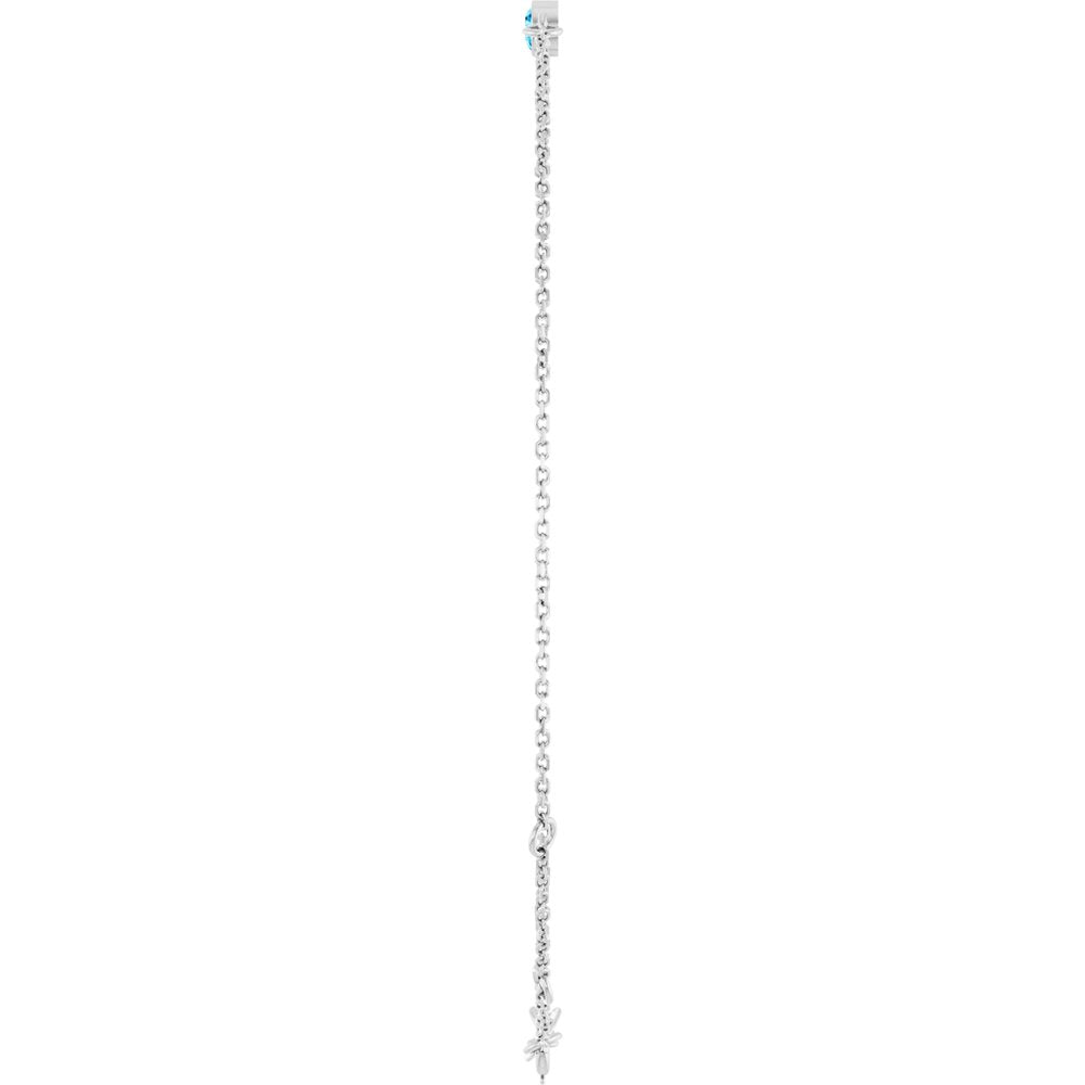 Sterling Silver Natural Aquamarine Bezel-Set Solitaire 6 1/2-7 1/2" Bracelet