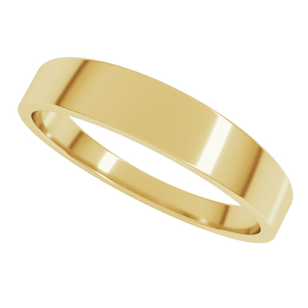14K Yellow Gold 4 mm Lightweight Tapered Flat Band Size 6