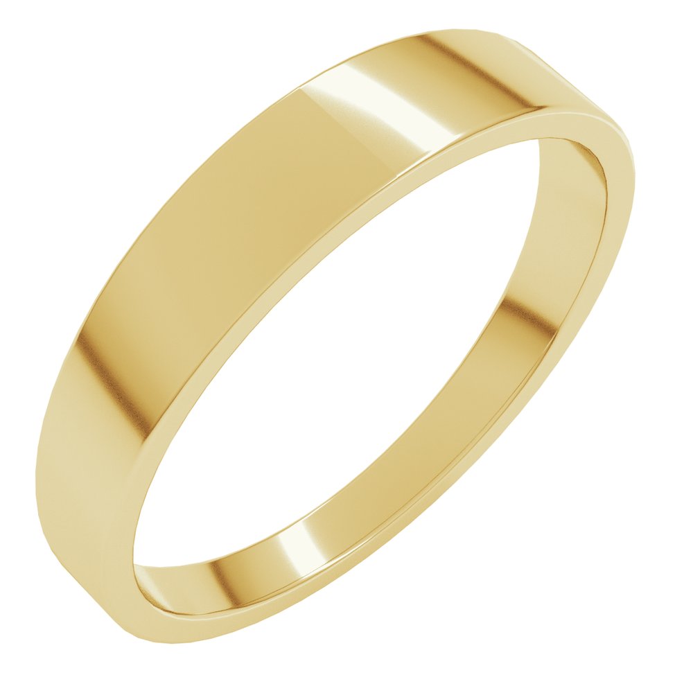 14K Yellow Gold 4 mm Lightweight Tapered Flat Band Size 6.5