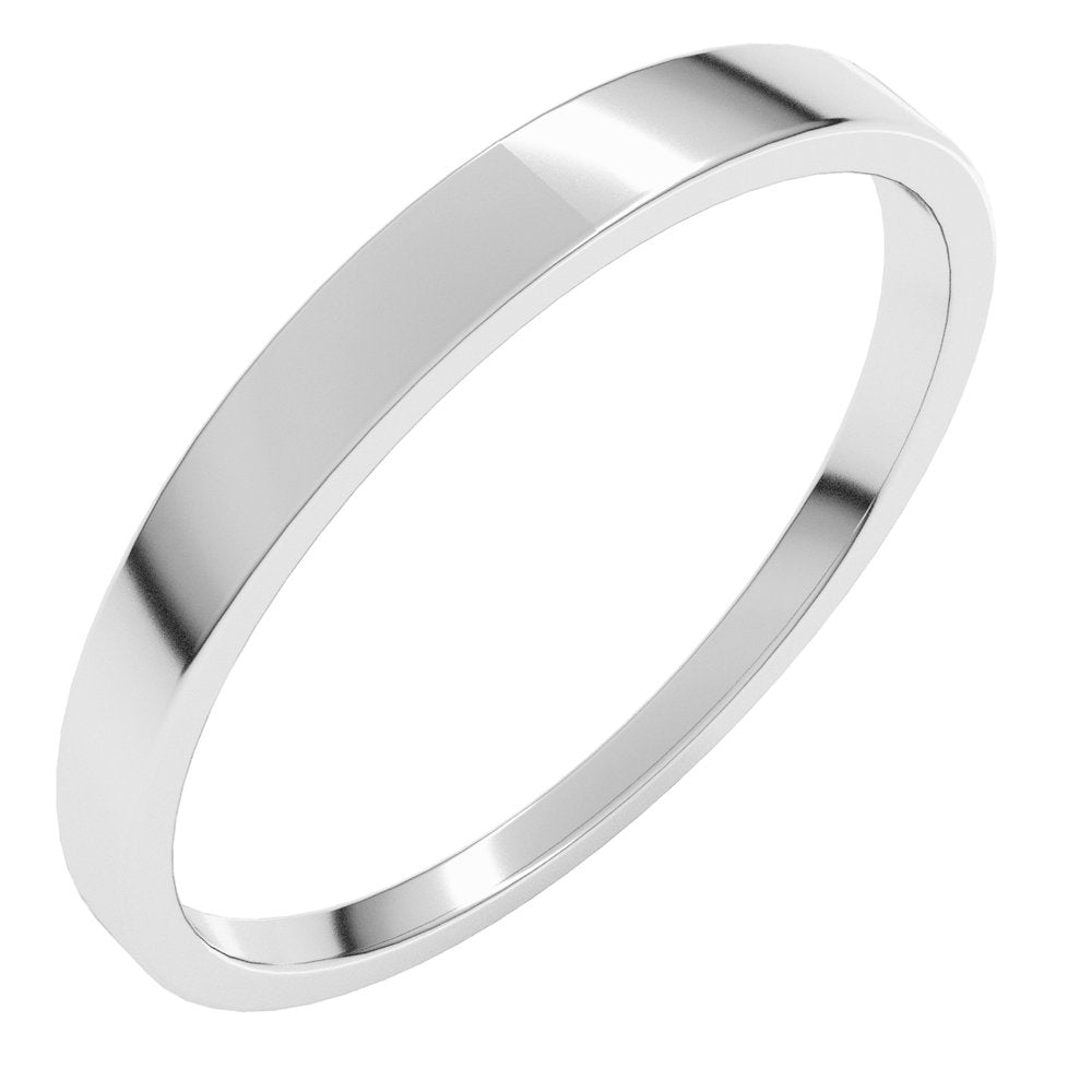 14K White Gold 2.5 mm Lightweight Tapered Flat Band Size 9